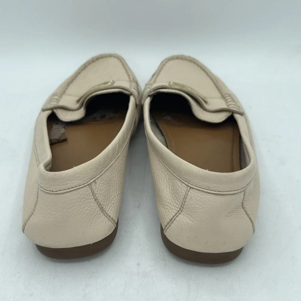 COACH Driving Loafers Fredrica Pebbled Leather Ivory Flats Slip On Womens 8.5B